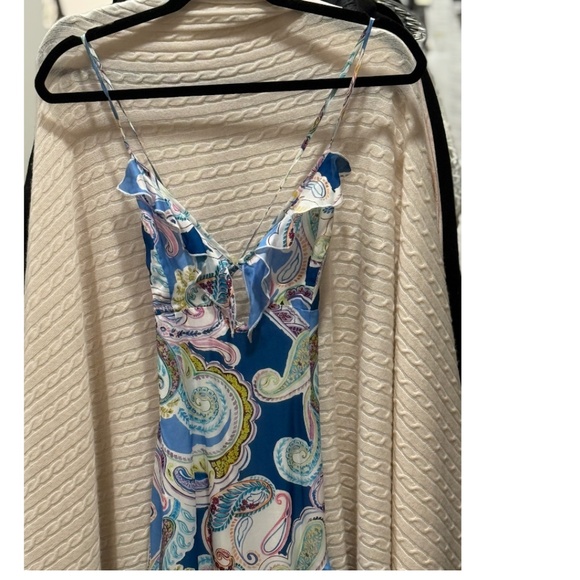 Milly Edra Paisley Ruffle Maxi Dress Blue Multi | Size 2 - Picture 7 of 15